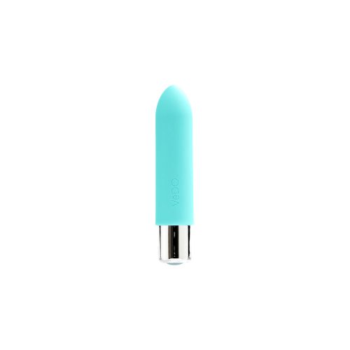 Vedo Turquoise Bam Mini Bullet vibrator with silver base