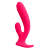 hot pink silicone VeDO Wild Duo Rabbit-Style Vibrator with external stimulation arm and long base handle